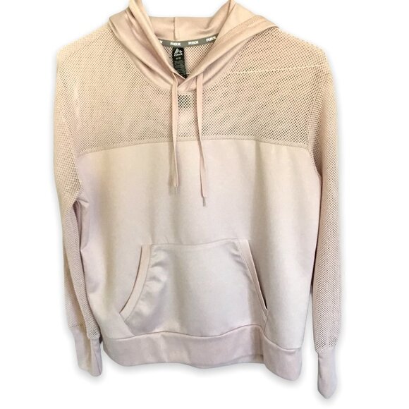RBX Pullover Hoodie Sweatshirt Mesh Yoke in Soft Pink Women's Size Medium Pastel - Picture 1 of 7